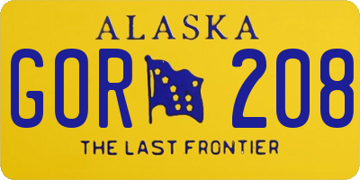 AK license plate GOR208