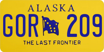 AK license plate GOR209