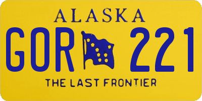 AK license plate GOR221