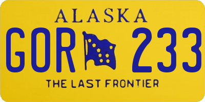 AK license plate GOR233
