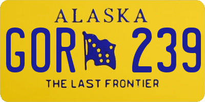 AK license plate GOR239