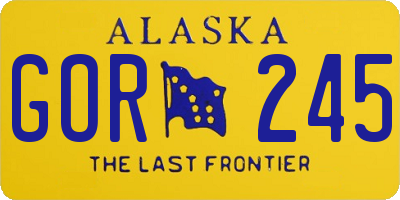 AK license plate GOR245