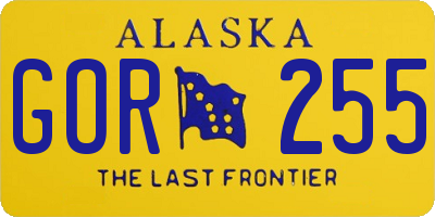 AK license plate GOR255