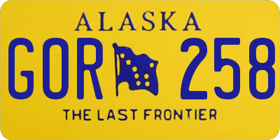 AK license plate GOR258