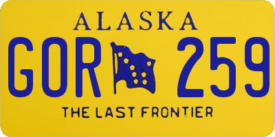 AK license plate GOR259