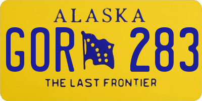 AK license plate GOR283
