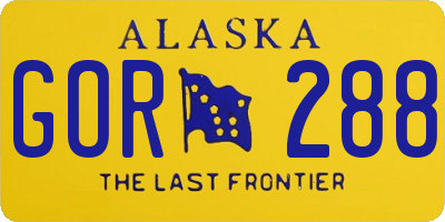 AK license plate GOR288