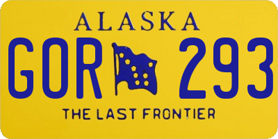 AK license plate GOR293