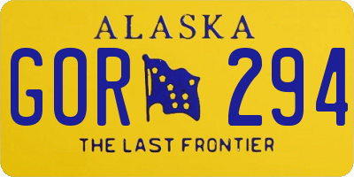AK license plate GOR294