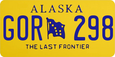 AK license plate GOR298