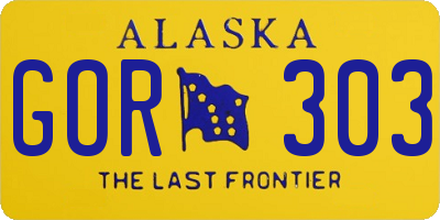 AK license plate GOR303