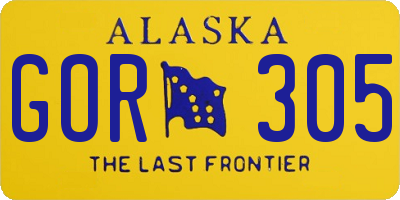 AK license plate GOR305