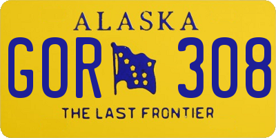 AK license plate GOR308