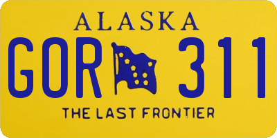AK license plate GOR311