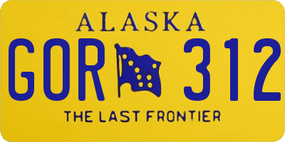AK license plate GOR312