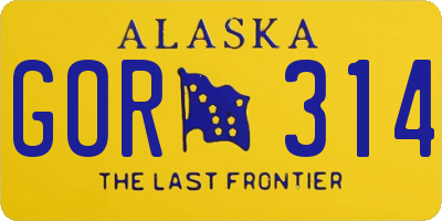 AK license plate GOR314