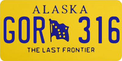 AK license plate GOR316