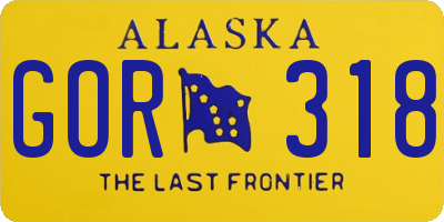 AK license plate GOR318