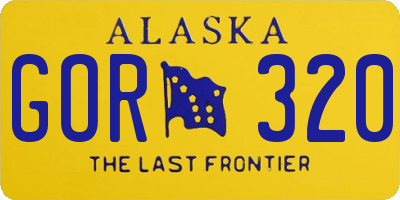 AK license plate GOR320