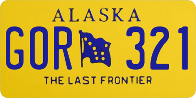 AK license plate GOR321