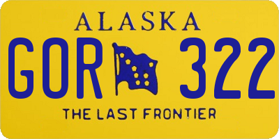 AK license plate GOR322