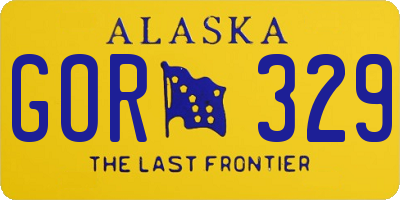 AK license plate GOR329
