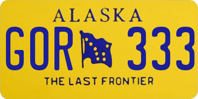 AK license plate GOR333