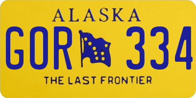 AK license plate GOR334
