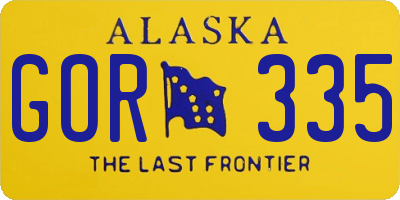 AK license plate GOR335