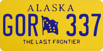 AK license plate GOR337
