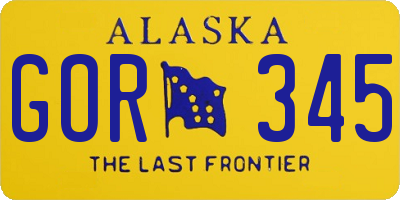 AK license plate GOR345