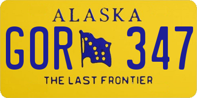 AK license plate GOR347