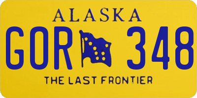 AK license plate GOR348
