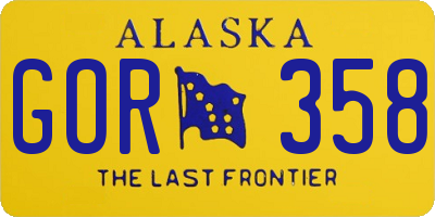 AK license plate GOR358
