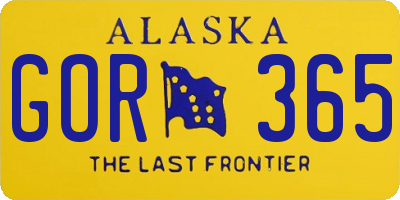 AK license plate GOR365