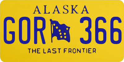 AK license plate GOR366