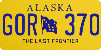 AK license plate GOR370