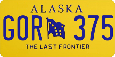 AK license plate GOR375