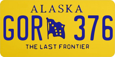 AK license plate GOR376
