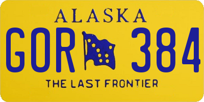 AK license plate GOR384