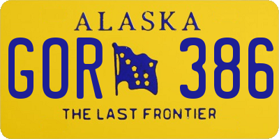 AK license plate GOR386