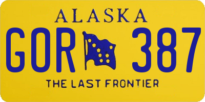 AK license plate GOR387