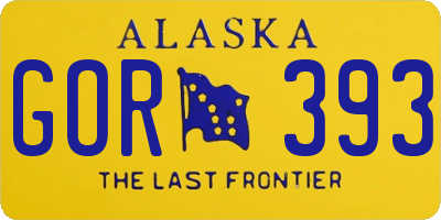 AK license plate GOR393