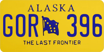 AK license plate GOR396