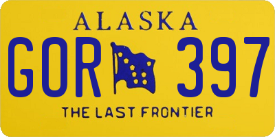 AK license plate GOR397