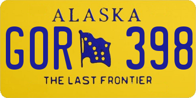AK license plate GOR398