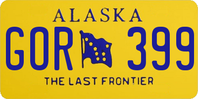 AK license plate GOR399