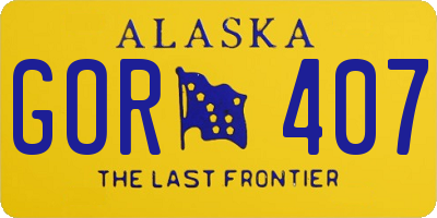AK license plate GOR407