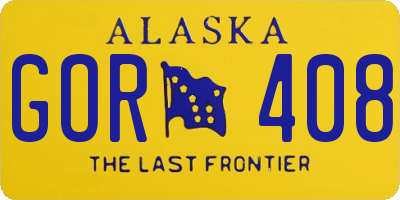 AK license plate GOR408
