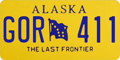 AK license plate GOR411